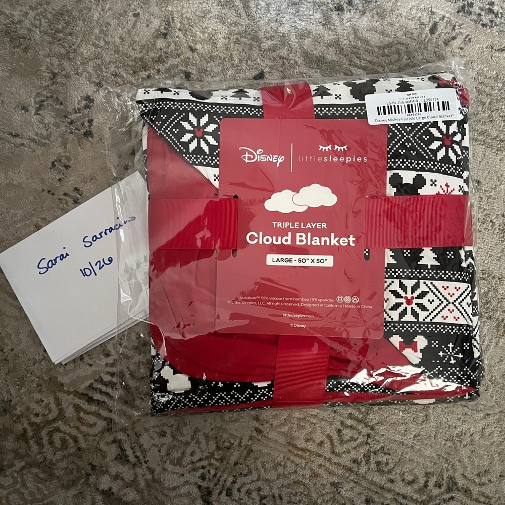 Little Sleepies Cloud Blanket - Disney Mickey Fair Isle NIB